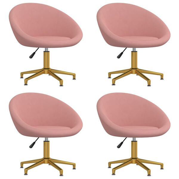 vidaXL Chaises &agrave; manger lot de 4 Rose Velours