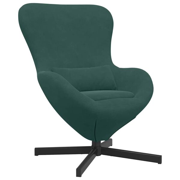 vidaXL Fauteuil &oelig;uf Vert fonc&eacute; 63 x 73 x 90 cm Velours