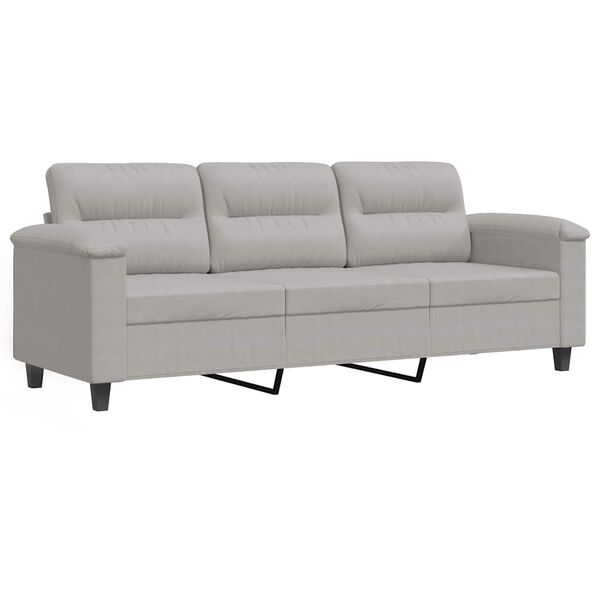 vidaXL Canap&eacute; &agrave; 3 places Gris clair 180 cm Tissu microfibre