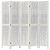 vidaXL Cloison de s&eacute;paration 5 panneaux blanc bois de paulownia massif
