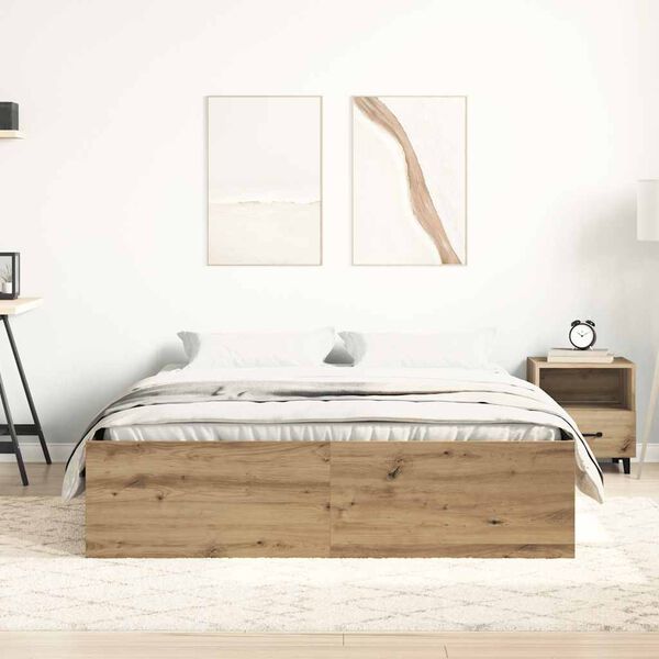 vidaXL Cadre de lit sans matelas ch&ecirc;ne artisanal 120x190 cm