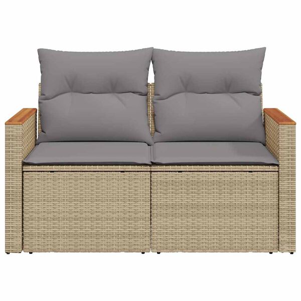 vidaXL Canapé de jardin avec coussins 2 places beige résine tressée