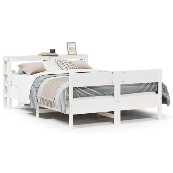 vidaXL Cadre de lit sans matelas blanc 140x200 cm bois de pin massif