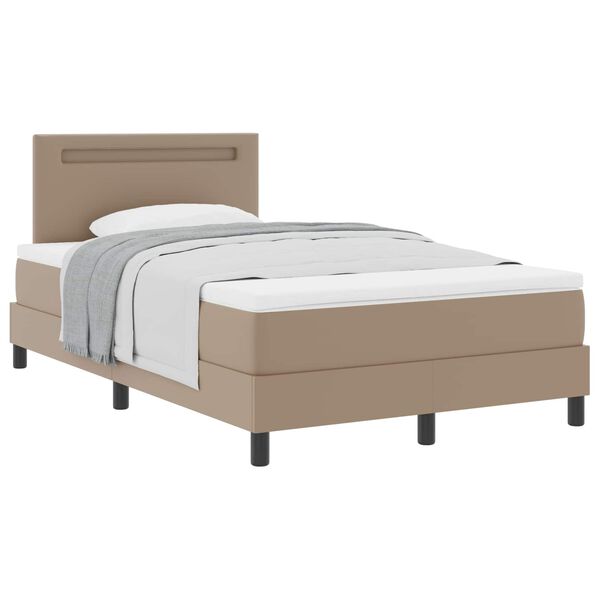 vidaXL Lit &agrave; ressorts avec matelas Cappuccino 120 x 200 cm Simili cuir