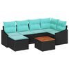 vidaXL Ensemble de canap&eacute; de jardin 7 pc Noir polyrotin