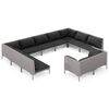 vidaXL Salon de jardin 11 pcs avec coussins R&eacute;sine tress&eacute;e Gris fonc&eacute;