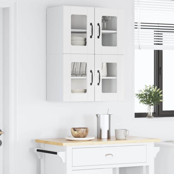 vidaXL Armoire de cuisine 2 pcs Blanc brillant 60 x 31 x 40 cm