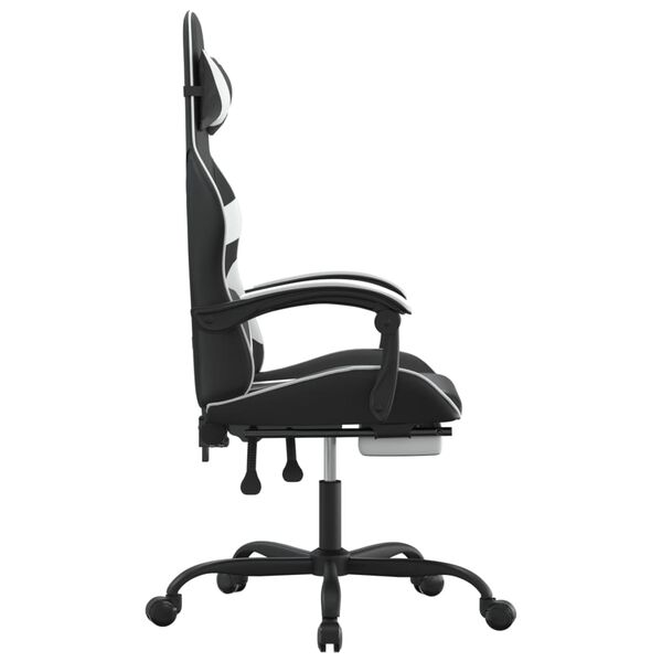 vidaXL Chaise de jeu avec repose-pied Noir et blanc Similicuir
