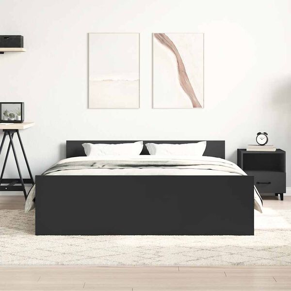 vidaXL Cadre de lit sans matelas noir 140x190 cm