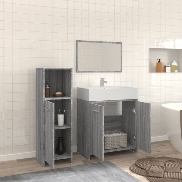 vidaXL Ensemble de meubles de salle de bain 3 pcs Sonoma gris