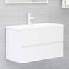 vidaXL Ensemble de meubles de salle de bain Blanc brillant Agglom&eacute;r&eacute;