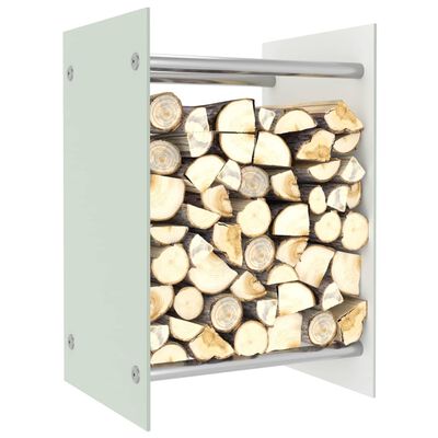 vidaXL Portant de bois de chauffage Blanc 40x35x60 cm Verre