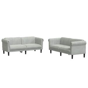 vidaXL Ensemble de canap&eacute;s 2 pcs gris clair velours