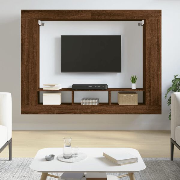 vidaXL Meuble TV ch&ecirc;ne marron 152x22x113 cm bois d'ing&eacute;nierie