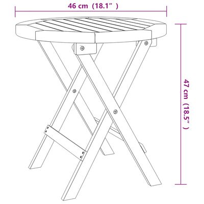 vidaXL Table pliable de jardin blanc Ø 46 cm bois d'acacia solide