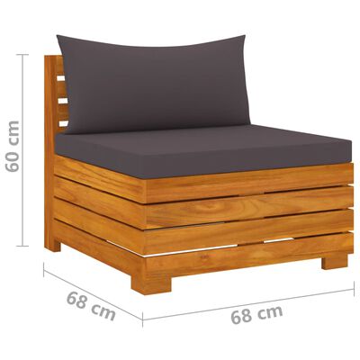 vidaXL Salon de jardin 3 pcs avec coussins Bois d'acacia massif