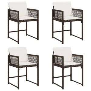 vidaXL Chaises de jardin avec coussins lot de 4 marron r&eacute;sine tress&eacute;e