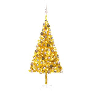 vidaXL Arbre de No&euml;l artificiel pr&eacute;-&eacute;clair&eacute; et boules dor&eacute; 180 cm PET
