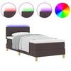 vidaXL Lit &agrave; ressort LED avec matelas Marron fonc&eacute; 100 x 200 cm tissu