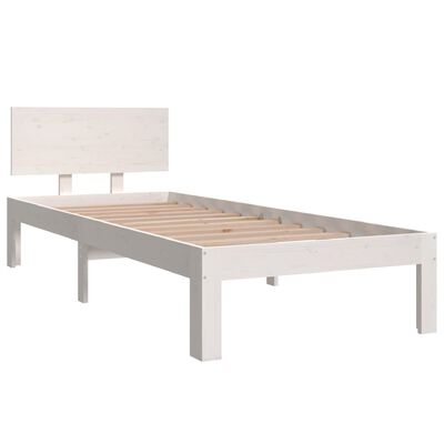 vidaXL Cadre de lit Blanc Bois massif 75x190 cm Petit simple