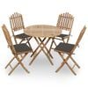 vidaXL Mobilier &agrave; d&icirc;ner d'ext&eacute;rieur pliable 5 pcs avec coussins bambou