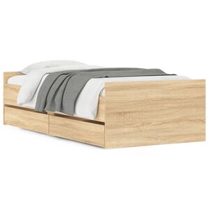 vidaXL Cadre de lit avec tiroirs sans matelas ch&ecirc;ne sonoma 90x200 cm