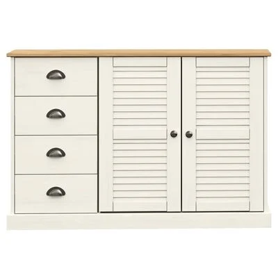 vidaXL Buffet avec tiroirs VIGO 113x40x75 cm blanc bois massif de pin