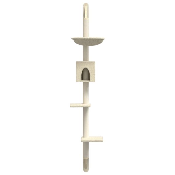 vidaXL Arbre &agrave; chat mural avec griffoir cr&egrave;me 187 cm