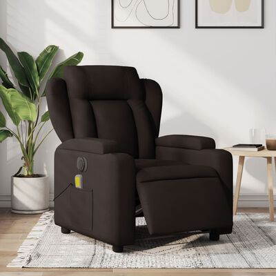 vidaXL Fauteuil de massage inclinable électrique Marron foncé Tissu