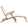 vidaXL Chaise longue avec coussin Blanc cr&egrave;me Bois de teck solide
