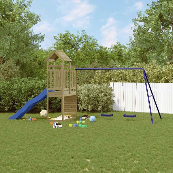 vidaXL Aire de jeux d'ext&eacute;rieur bois de pin impr&eacute;gn&eacute;
