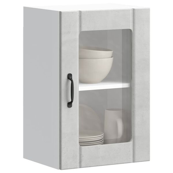 vidaXL Armoire murale de cuisine avec porte en verre Lucca gris béton
