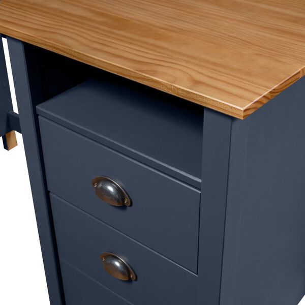 vidaXL Bureau Hill avec 3 tiroirs Gris 120x50x74 cm Pin solide