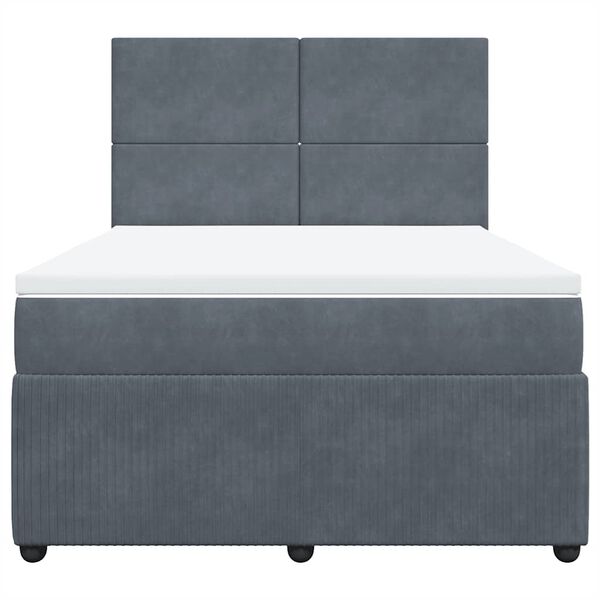 vidaXL Sommier &agrave; lattes de lit et matelas Gris fonc&eacute; 140x190cm Velours