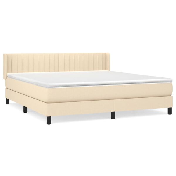 vidaXL Sommier &agrave; lattes de lit avec matelas Cr&egrave;me 160x200 cm Tissu