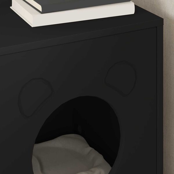 vidaXL Maison pour chat Noir 42,5 x 40 x 53 cm Bois d'ing&eacute;nierie