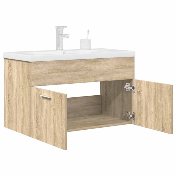 vidaXL Armoire lavabo de salle de bain et vasque et robinet int&eacute;gr&eacute;s