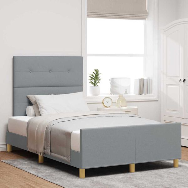 vidaXL Cadre de lit avec t&ecirc;te de lit Gris clair 120 x 200 cm tissu