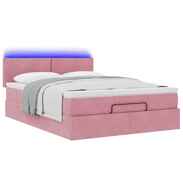 VidaXL Cadre de lit ottoman avec matelas rose 140x200 cm velours