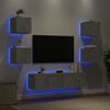 vidaXL Unit&eacute;s murales TV avec LED 6 pcs gris b&eacute;ton bois d'ing&eacute;nierie