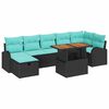 vidaXL Ensemble de canap&eacute; de jardin 8 pc Noir polyrotin