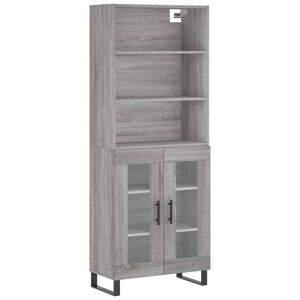 vidaXL Buffet haut Sonoma gris 69,5x34x180 cm Bois d'ing&eacute;nierie