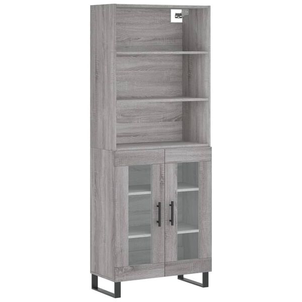 vidaXL Buffet haut Sonoma gris 69,5x34x180 cm Bois d'ing&eacute;nierie