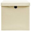 vidaXL Bo&icirc;tes de rangement &agrave; couvercles 10 pcs Cr&egrave;me 32x32x32 cm Tissu