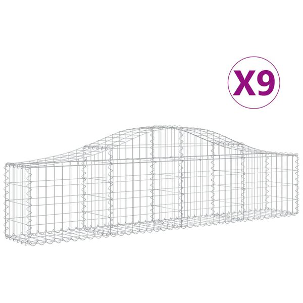 vidaXL Paniers &agrave; gabions arqu&eacute;s 9 pcs 200x30x40/60 cm Fer galvanis&eacute;