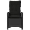 vidaXL Chaise inclinable de jardin avec coussins noir r&eacute;sine tress&eacute;e