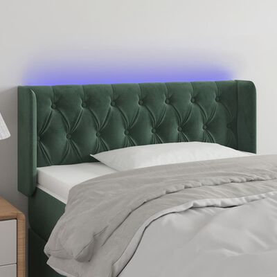 vidaXL Tête de lit à LED Vert foncé 93x16x78/88 cm Velours
