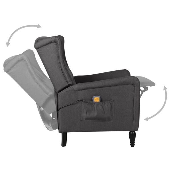 vidaXL Fauteuil de massage inclinable Gris fonc&eacute; Tissu
