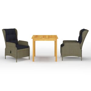 vidaXL Ensemble &agrave; manger de jardin 3 pcs Marron