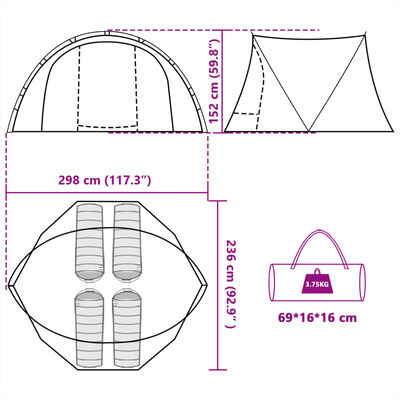 vidaXL Tente de pêche 4 personnes marron imperméable